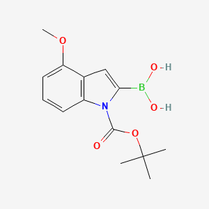 (1-(tert-Butoxycarbonyl)-4-methoxy-1H-indol-2-yl)boronic acid chemical structure (CAS 1000068-23-4)