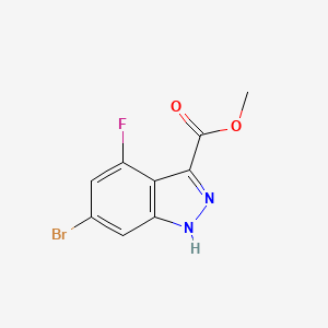 Methyl 6-bromo-4-fluoro-1H-indazole-3-carboxylate chemical structure (CAS 1000341-53-6)