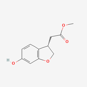 (S)-Methyl 2-(6-hydroxy-2,3-dihydrobenzofuran-3-yl)acetate chemical structure (CAS 1000414-38-9)