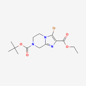 7-tert-Butyl 2-ethyl 3-bromo-5,6-dihydroimidazo[1,2-a]pyrazine-2,7(8H)-dicarboxylate chemical structure (CAS 1000576-75-9)