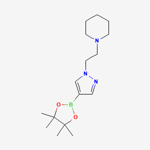 1-(2-(4-(4,4,5,5-Tetramethyl-1,3,2-dioxaborolan-2-yl)-1H-pyrazol-1-yl)ethyl)piperidine chemical structure (CAS 1000802-51-6)