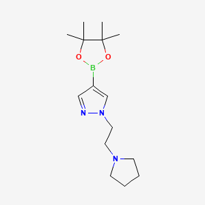 1-(2-(Pyrrolidin-1-yl)ethyl)-4-(4,4,5,5-tetramethyl-1,3,2-dioxaborolan-2-yl)-1H-pyrazole chemical structure (CAS 1000802-52-7)