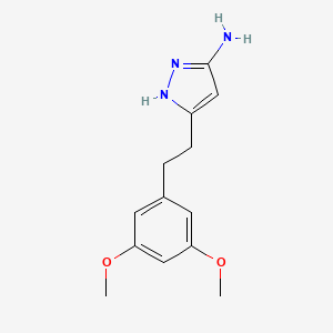 5-(3,5-Dimethoxyphenethyl)-1H-pyrazol-3-amine chemical structure (CAS 1000895-53-3)