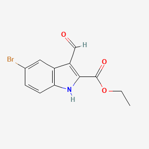 Ethyl 5-bromo-3-formyl-1H-indole-2-carboxylate chemical structure (CAS 100123-25-9)