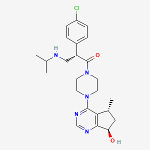 (S)-2-(4-Chlorophenyl)-1-(4-((5R,7R)-7-hydroxy-5-methyl-6,7-dihydro-5H-cyclopenta[d]pyrimidin-4-yl)piperazin-1-yl)-3-(isopropylamino)propan-1-one chemical structure (CAS 1001264-89-6)