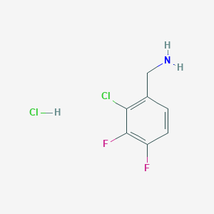 (2-Chloro-3,4-difluorophenyl)methanamine hydrochloride chemical structure (CAS 1001390-64-2)