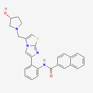 (R)-N-(2-(3-((3-Hydroxypyrrolidin-1-yl)methyl)imidazo[2,1-b]thiazol-6-yl)phenyl)-2-naphthamide chemical structure (CAS 1001908-89-9)