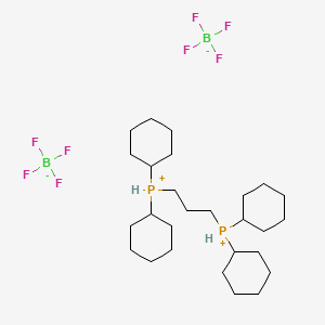 Propane-1,3-diylbis(dicyclohexylphosphonium) tetrafluoroborate chemical structure (CAS 1002345-50-7)