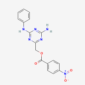 (4-Amino-6-(phenylamino)-1,3,5-triazin-2-yl)methyl 4-nitrobenzoate chemical structure (CAS 1002789-86-7)