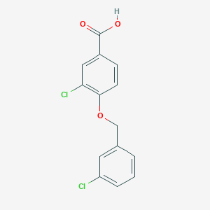 3-Chloro-4-((3-chlorobenzyl)oxy)benzoic acid chemical structure (CAS 1002970-32-2)