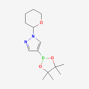 1-(Tetrahydro-2H-pyran-2-yl)-4-(4,4,5,5-tetramethyl-1,3,2-dioxaborolan-2-yl)-1H-pyrazole chemical structure (CAS 1003846-21-6)