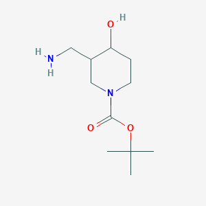 tert-Butyl 3-(aminomethyl)-4-hydroxypiperidine-1-carboxylate chemical structure (CAS 1003946-20-0)