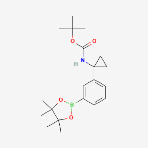 tert-Butyl (1-(3-(4,4,5,5-tetramethyl-1,3,2-dioxaborolan-2-yl)phenyl)cyclopropyl)carbamate chemical structure (CAS 1004294-78-3)