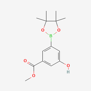 Methyl 3-hydroxy-5-(4,4,5,5-tetramethyl-1,3,2-dioxaborolan-2-yl)benzoate chemical structure (CAS 1004294-79-4)