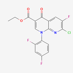 Ethyl 7-chloro-1-(2,4-difluorophenyl)-6-fluoro-4-oxo-1,4-dihydro-1,8-naphthyridine-3-carboxylate chemical structure (CAS 100491-29-0)