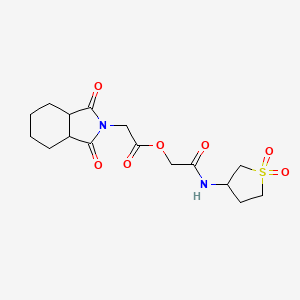 2-((1,1-Dioxidotetrahydrothiophen-3-yl)amino)-2-oxoethyl 2-(1,3-dioxooctahydro-2H-isoindol-2-yl)acetate chemical structure (CAS 1005057-81-7)