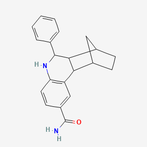 6-Phenyl-5,6,6a,7,8,9,10,10a-octahydro-7,10-methanophenanthridine-2-carboxamide chemical structure (CAS 1005095-06-6)