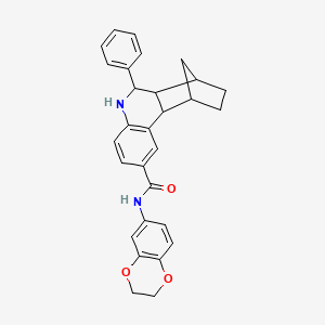 N-(2,3-Dihydrobenzo[b][1,4]dioxin-6-yl)-6-phenyl-5,6,6a,7,8,9,10,10a-octahydro-7,10-methanophenanthridine-2-carboxamide chemical structure (CAS 1005268-64-3)