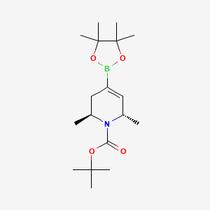 tert-Butyl trans-2,6-dimethyl-4-(tetramethyl-1,3,2-dioxaborolan-2-yl)-1,2,3,6-tetrahydropyridine-1-carboxylate chemical structure (CAS 1005397-66-9)