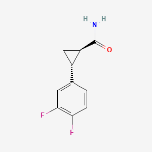 (1R,2R)-2-(3,4-Difluorophenyl)cyclopropanecarboxamide chemical structure (CAS 1006376-62-0)
