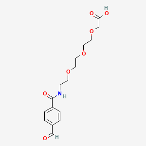1-(4-Formylphenyl)-1-oxo-5,8,11-trioxa-2-azatridecan-13-oic acid chemical structure (CAS 1007215-91-9)
