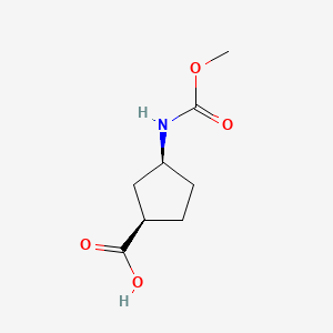(1R,3S)-3-((Methoxycarbonyl)amino)cyclopentane-1-carboxylic acid chemical structure (CAS 1007881-64-2)