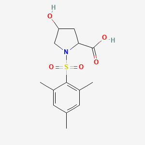 4-Hydroxy-1-(2,4,6-trimethylbenzenesulfonyl)pyrrolidine-2-carboxylic acid chemical structure (CAS 1007999-66-7)