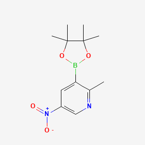 2-Methyl-5-nitro-3-(4,4,5,5-tetramethyl-1,3,2-dioxaborolan-2-yl)pyridine chemical structure (CAS 1008138-66-6)