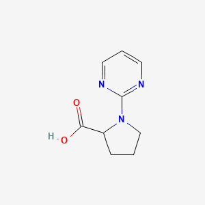 1-(Pyrimidin-2-yl)pyrrolidine-2-carboxylic acid chemical structure (CAS 1009282-26-1)
