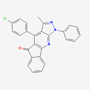 4-(4-Chlorophenyl)-3-methyl-1-phenylindeno[1,2-b]pyrazolo[4,3-e]pyridin-5(1H)-one chemical structure (CAS 1009630-24-3)