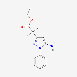 Ethyl 2-(5-amino-1-phenyl-1h-pyrazol-3-yl)-2-methylpropanoate chemical structure (CAS 1011464-45-1)