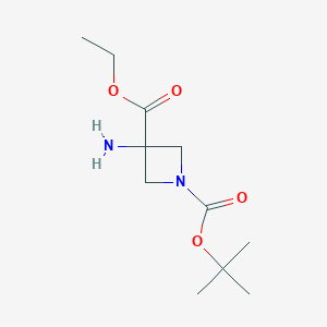 1-tert-Butyl 3-ethyl 3-aminoazetidine-1,3-dicarboxylate chemical structure (CAS 1011479-72-3)