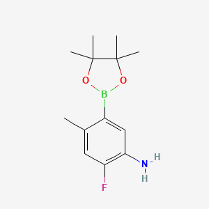 2-Fluoro-4-methyl-5-(4,4,5,5-tetramethyl-1,3,2-dioxaborolan-2-yl)aniline chemical structure (CAS 1012880-11-3)