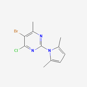 5-Bromo-4-chloro-2-(2,5-dimethyl-1H-pyrrol-1-yl)-6-methylpyrimidine chemical structure (CAS 1013099-50-7)
