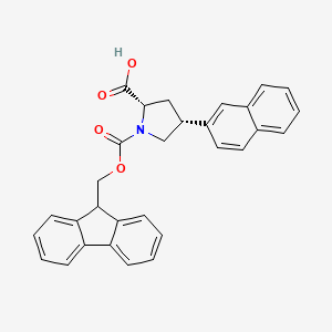(2S,4R)-1-(((9H-Fluoren-9-yl)methoxy)carbonyl)-4-(naphthalen-2-yl)pyrrolidine-2-carboxylic acid chemical structure (CAS 1014019-74-9)