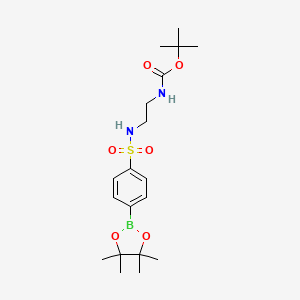 tert-Butyl (2-((4-(4,4,5,5-tetramethyl-1,3,2-dioxaborolan-2-yl)phenyl)sulfonamido)ethyl)carbamate chemical structure (CAS 1014613-14-9)