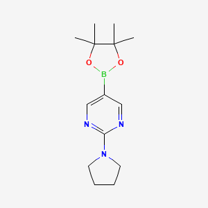 2-(Pyrrolidin-1-yl)-5-(4,4,5,5-tetramethyl-1,3,2-dioxaborolan-2-yl)pyrimidine chemical structure (CAS 1015242-07-5)