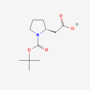(R)-2-(1-(tert-Butoxycarbonyl)pyrrolidin-2-yl)acetic acid chemical structure (CAS 101555-60-6)