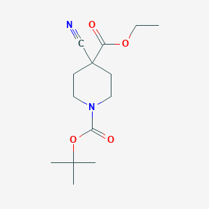 1-tert-Butyl 4-ethyl 4-cyanopiperidine-1,4-dicarboxylate chemical structure (CAS 1016258-66-4)