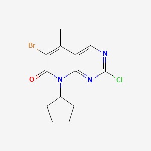 6-Bromo-2-chloro-8-cyclopentyl-5-methylpyrido[2,3-d]pyrimidin-7(8H)-one chemical structure (CAS 1016636-76-2)