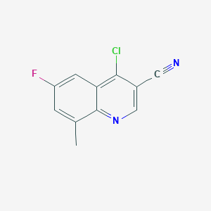 4-Chloro-6-fluoro-8-methylquinoline-3-carbonitrile chemical structure (CAS 1016773-98-0)