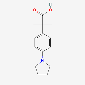 2-Methyl-2-(4-(pyrrolidin-1-yl)phenyl)propanoic acid chemical structure (CAS 1018660-79-1)