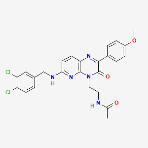 N-(2-(6-((3,4-Dichlorobenzyl)amino)-2-(4-methoxyphenyl)-3-oxopyrido[2,3-b]pyrazin-4(3H)-yl)ethyl)acetamide chemical structure (CAS 1018674-83-3)