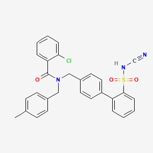 2-Chloro-N-((2'-(N-cyanosulfamoyl)-[1,1'-biphenyl]-4-yl)methyl)-N-(4-methylbenzyl)benzamide chemical structure (CAS 1019331-10-2)
