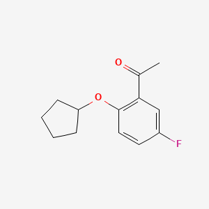 1-(2-(Cyclopentyloxy)-5-fluorophenyl)ethan-1-one chemical structure (CAS 1019528-60-9)