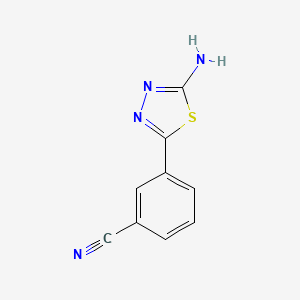 3-(5-Amino-1,3,4-thiadiazol-2-yl)benzonitrile chemical structure (CAS 1019575-49-5)