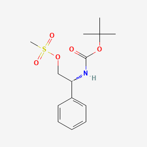 (R)-2-((tert-Butoxycarbonyl)amino)-2-phenylethyl methanesulfonate chemical structure (CAS 102089-75-8)