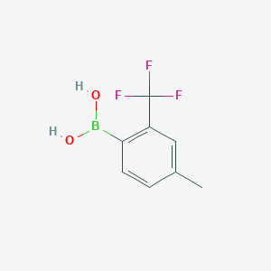 (4-Methyl-2-(trifluoromethyl)phenyl)boronic acid chemical structure (CAS 1021860-94-5)