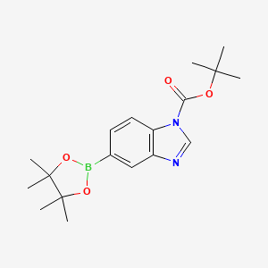 tert-Butyl 5-(4,4,5,5-tetramethyl-1,3,2-dioxaborolan-2-yl)-1H-benzo[d]imidazole-1-carboxylate chemical structure (CAS 1021918-86-4)