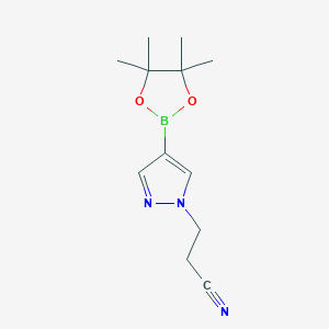 4-(4,4,5,5-Tetramethyl-1,3,2-dioxaborolan-2-yl)-1H-pyrazole-1-propanenitrile chemical structure (CAS 1022092-33-6)